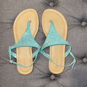 Women’s Sandals - Light Teal Green with Rhinestones